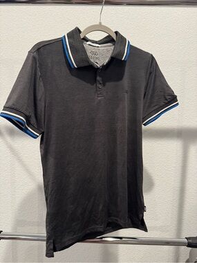Legend Men’s Black Polo with Blue-Trim Collar and Cuffs
